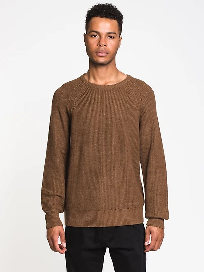 PULL-OVER À COL RAS DU COU EN TRICOT CÔTELÉ POUR HOMMES