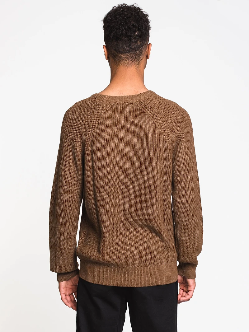 PULL-OVER À COL RAS DU COU EN TRICOT CÔTELÉ POUR HOMMES
