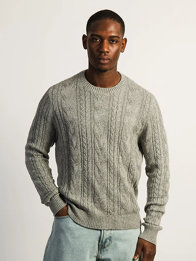 KOLBY CABLE KNIT SWEATER - HEATHER GREY