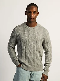 KOLBY CABLE KNIT SWEATER - HEATHER GREY