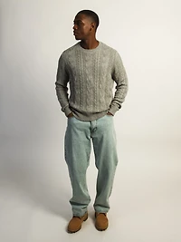 KOLBY CABLE KNIT SWEATER - HEATHER GREY