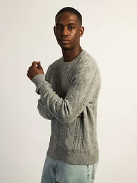 KOLBY CABLE KNIT SWEATER - HEATHER GREY