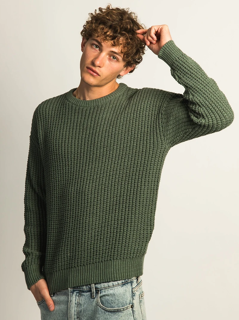 KOLBY FISHERMANS RIB SWEATER - OLIVE