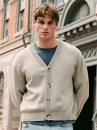 KOLBY BOXY CARDIGAN - PEBBLE
