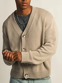 KOLBY BOXY CARDIGAN - PEBBLE