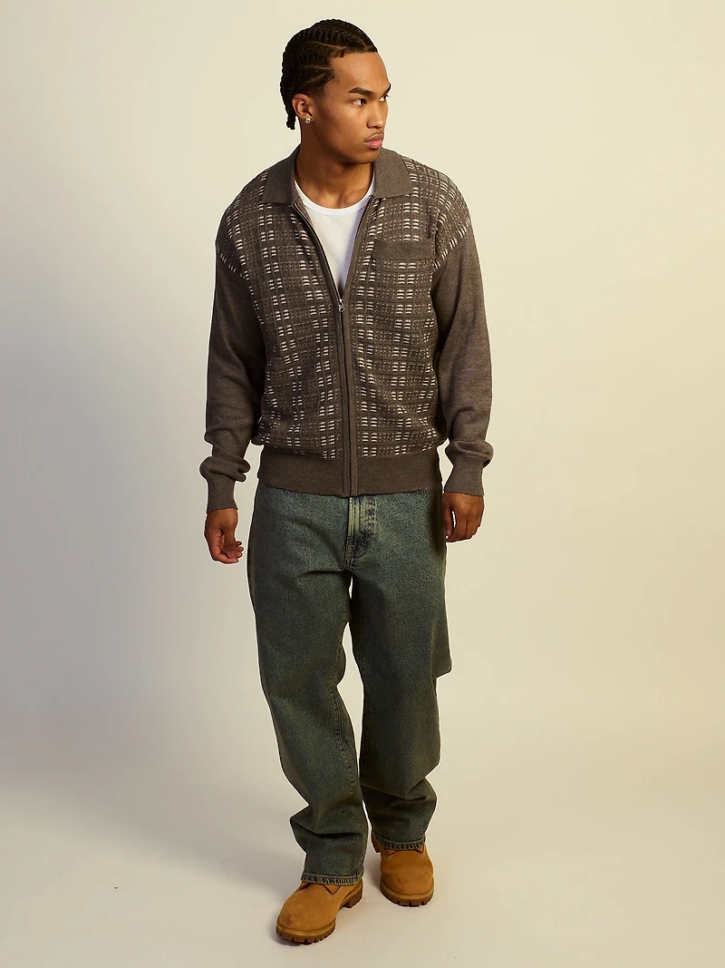 KOLBY COLLARED ZIP UP - CHARCOAL