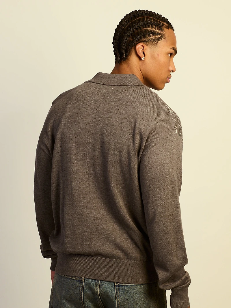 KOLBY COLLARED ZIP UP - CHARCOAL