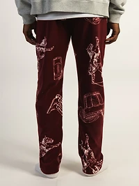 KOLBY PRINTED POLAR PANT - BURGUNDY