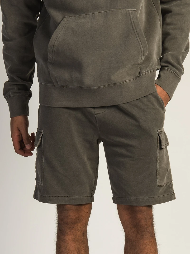 KOLBY GARMENT DYE FRENCH TERRY CARGO SHORT - IRON CLEARANCE