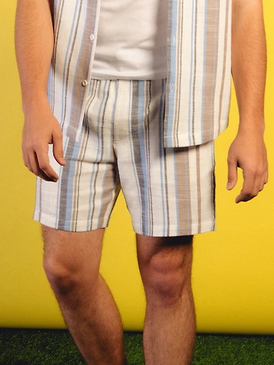 SHORT KOLBY STRIPE - BLEU
