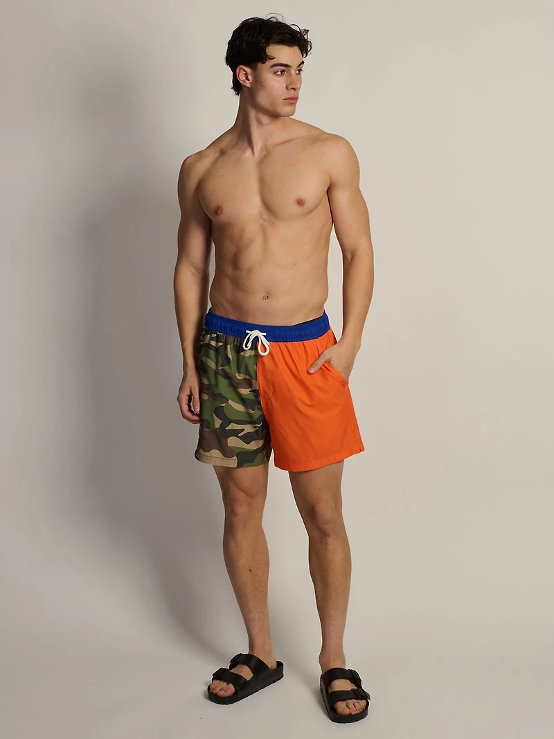 KOLBY CAMO BLOCK 5in STRETCH SWIM SHIRT