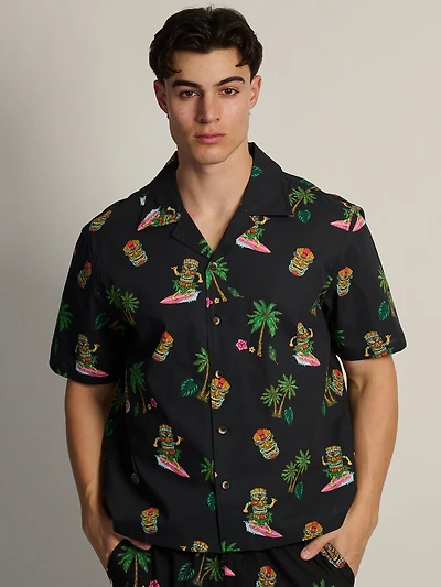 KOLBY TIKI S/C WOVEN SHIRT - BLACK