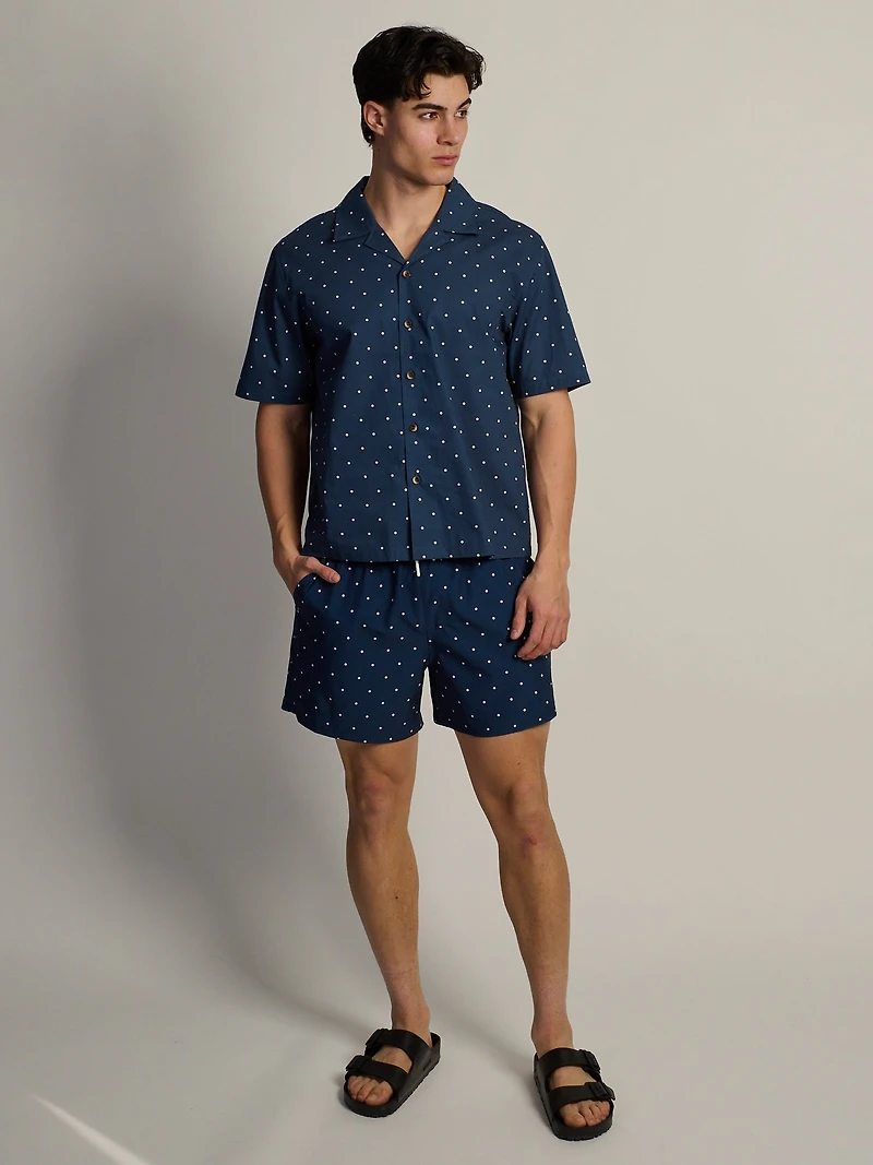 KOLBY DOTS S/C WOVEN SHIRT - NAVY
