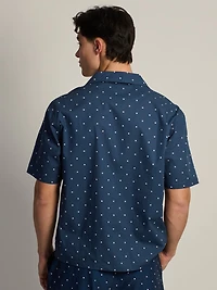 KOLBY DOTS S/C WOVEN SHIRT - NAVY