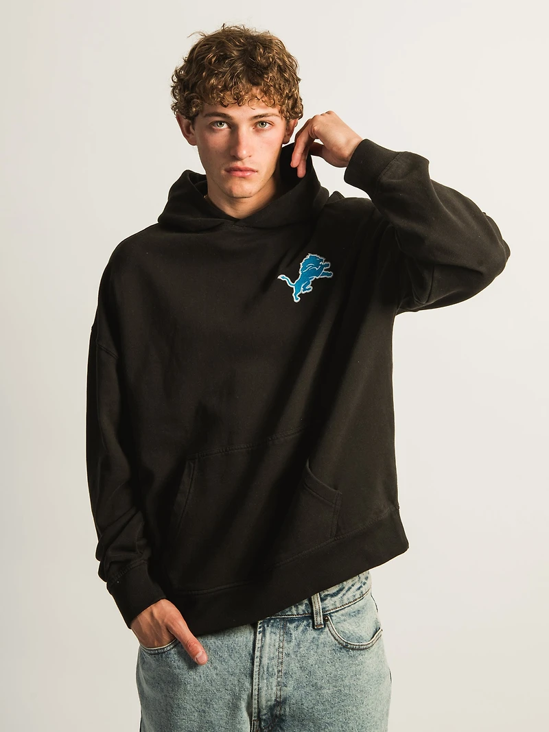 RUSSELL ATHLETIC DETROIT LIONS PULLOVER EMBROIDERED HOODIE