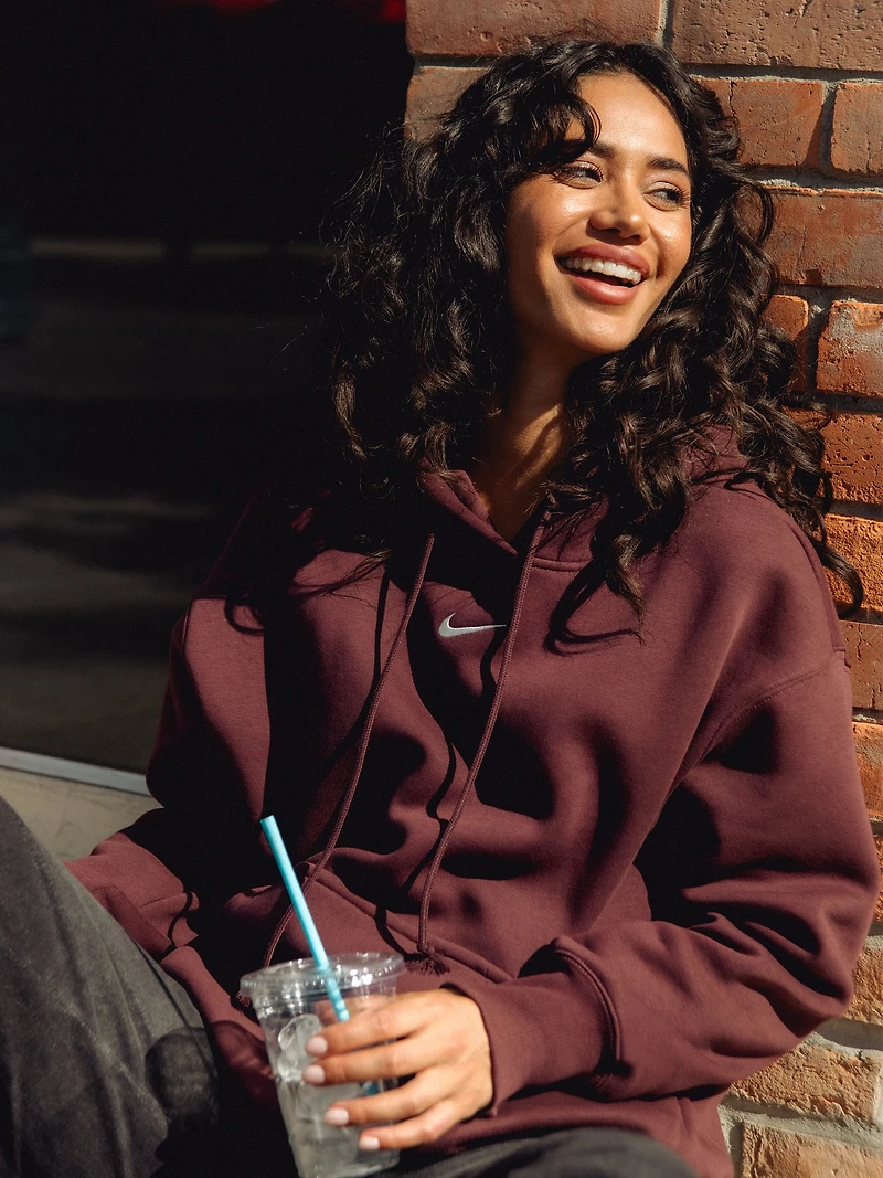NIKE SPORTSWEAR PHOENIX FLEECE OVERSIZED HOODIE - BURGUNDY