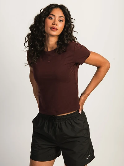 NIKE SPORTSWEAR CHILL KNIT CROP TEE - BURGUNDY
