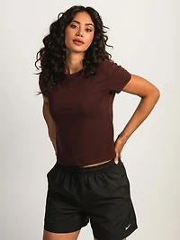 NIKE SPORTSWEAR CHILL KNIT CROP TEE - BURGUNDY