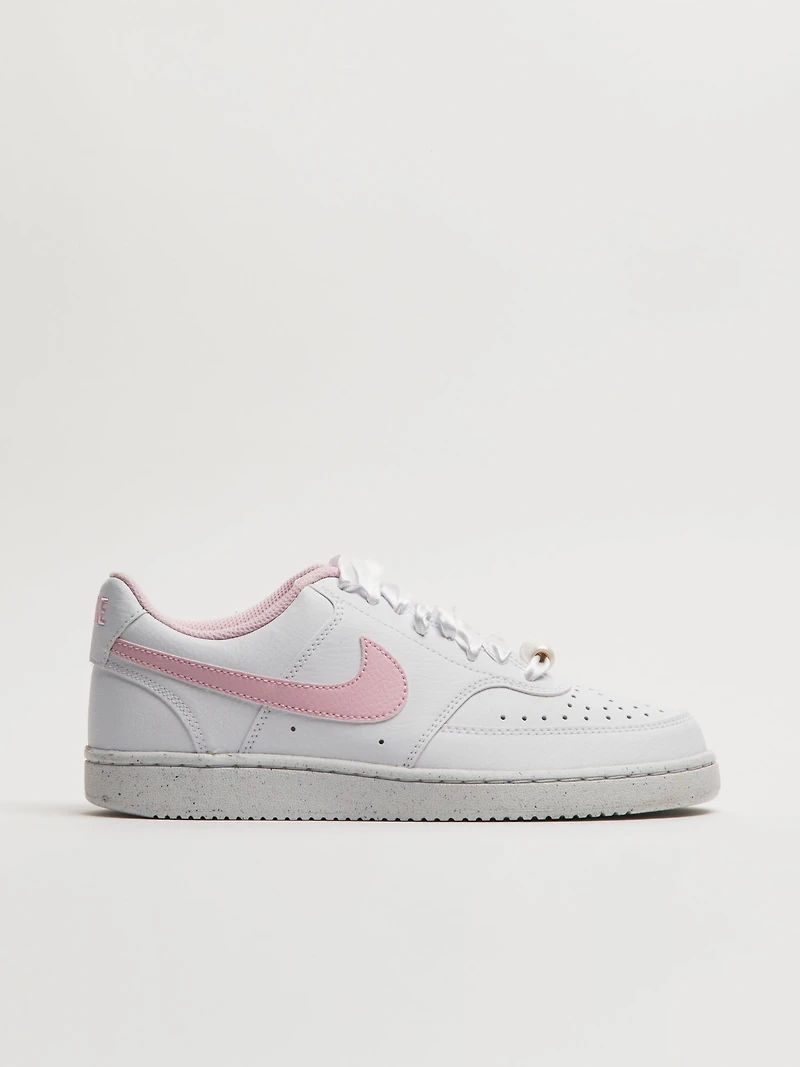WOMENS NIKE COURT VISION LOW SNEAKER - WHITE/PINK