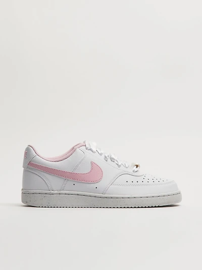 WOMENS NIKE COURT VISION LOW SNEAKER - WHITE/PINK
