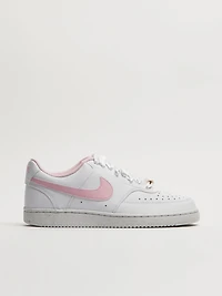 WOMENS NIKE COURT VISION LOW SNEAKER - WHITE/PINK