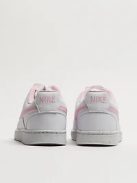 WOMENS NIKE COURT VISION LOW SNEAKER - WHITE/PINK