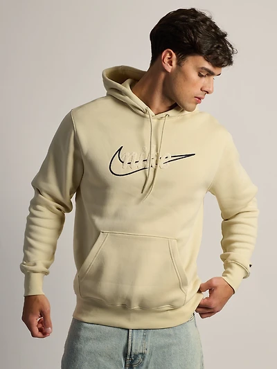 NIKE CLUB CHENILLE PULL OVER HODDIE - LIGHT KHAKI