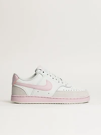 NIKE COURT VISION LO SUEDE SNEAKER - WHITE/PINK