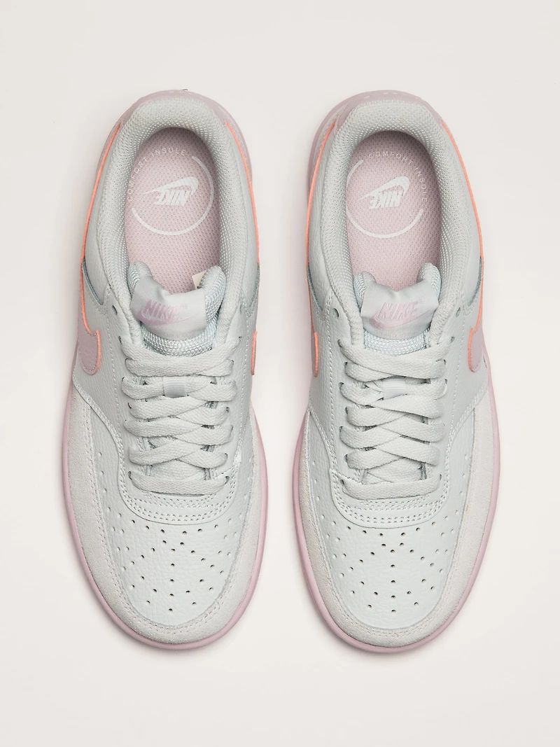 NIKE COURT VISION LO SUEDE SNEAKER - WHITE/PINK