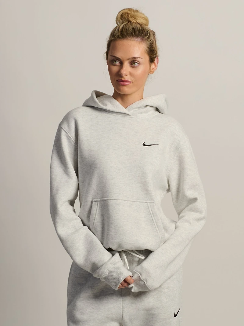 NIKE STUDIO FLEECE PULL OVER HOODIE - HEATHER GREY