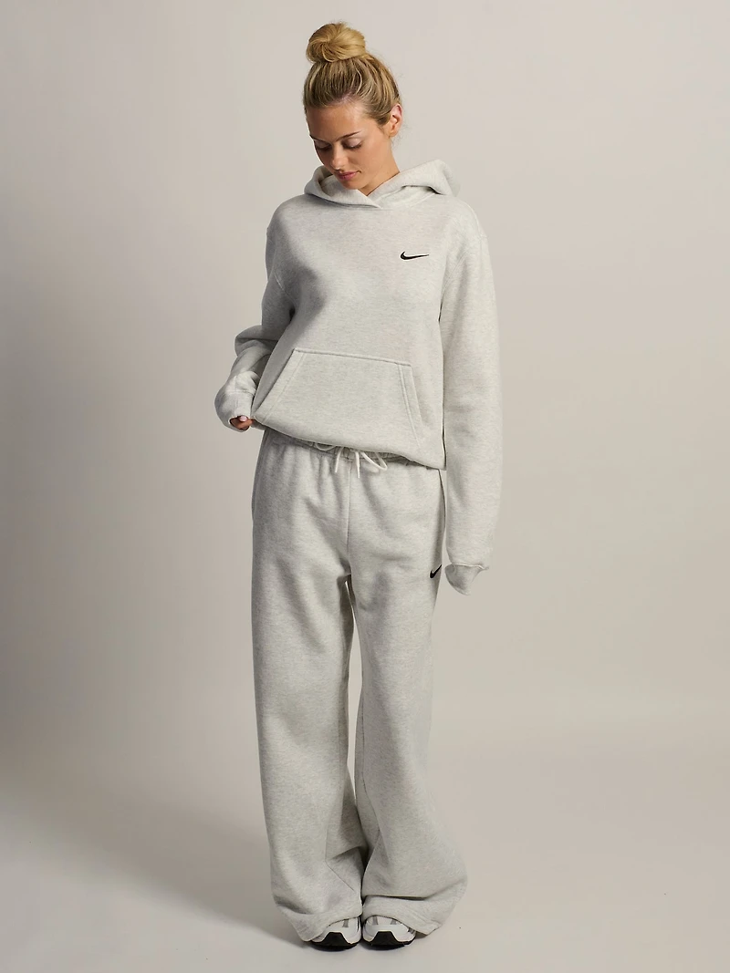 NIKE STUDIO FLEECE PULL OVER HOODIE - HEATHER GREY
