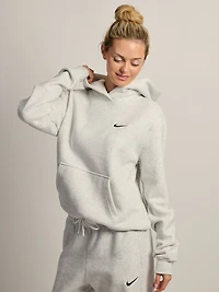 NIKE STUDIO FLEECE PULL OVER HOODIE - HEATHER GREY