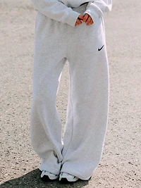 NIKE STUDIO FLEECE MID RISE WIDE LEG PANT - HEATHER GREY