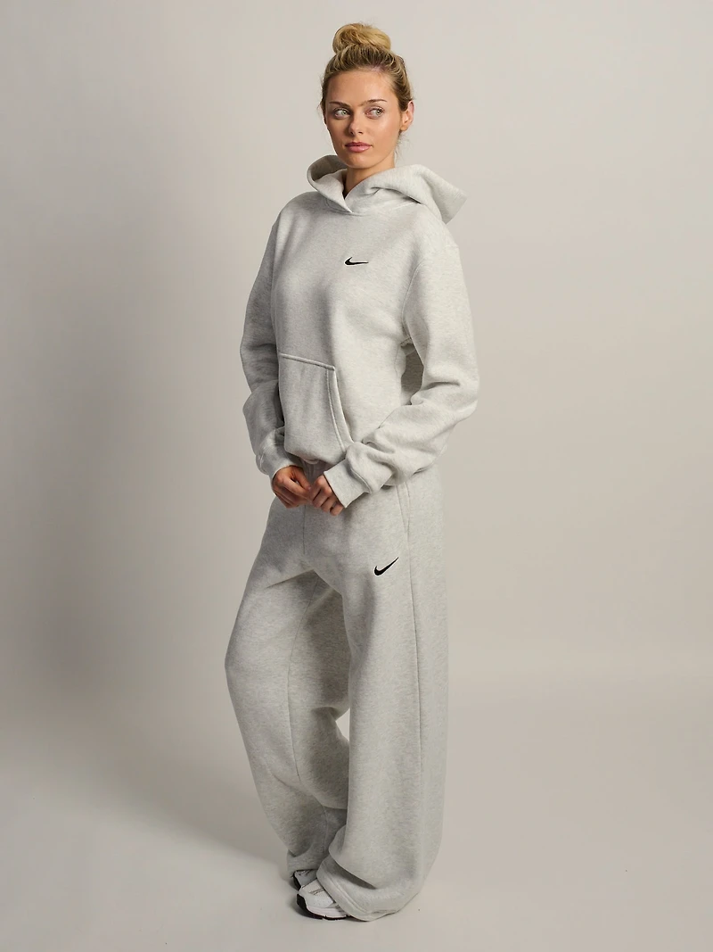 NIKE STUDIO FLEECE MID RISE WIDE LEG PANT - HEATHER GREY