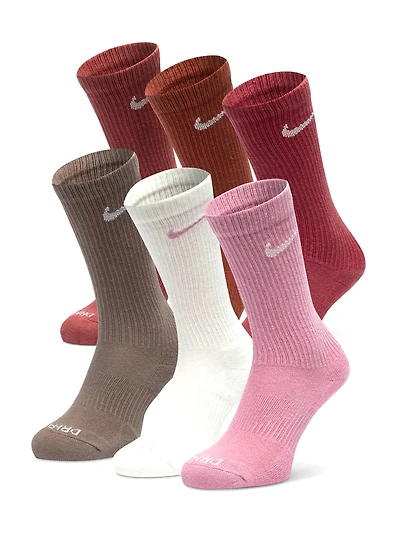 NIKE EVERYDAY CUSHIONED DRI-FIT CREW SOCKS 6 PACKS
