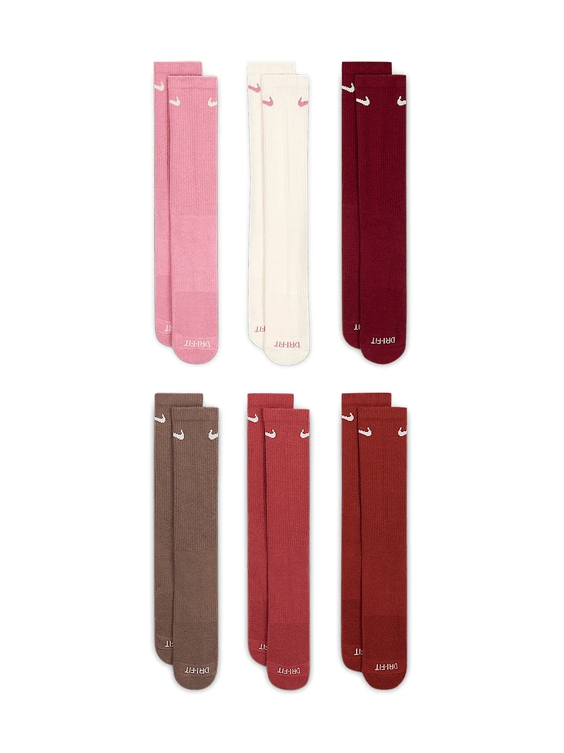 NIKE EVERYDAY CUSHIONED DRI-FIT CREW SOCKS 6 PACK