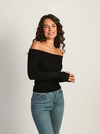 PRINCESS POLLY MORLEY OFF THE SHOULDER SWEATER