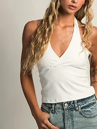 PRINCESS POLLY STAND BY HALTER TOP - WHITE