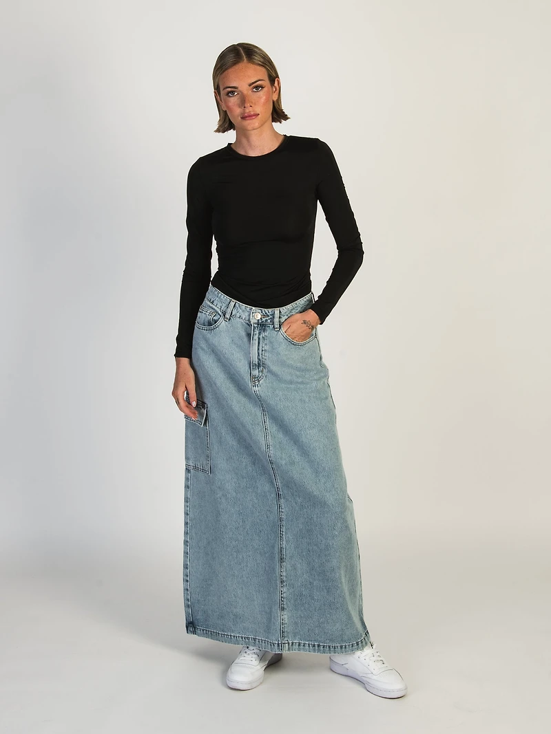 PRINCESS POLLY MCGUANE DENIM MIDI CARGO SKIRT - CLEARANCE