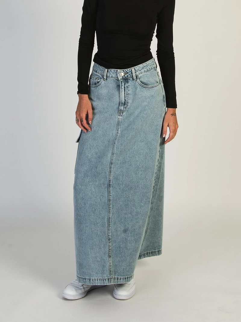 PRINCESS POLLY MCGUANE DENIM MIDI CARGO SKIRT - CLEARANCE