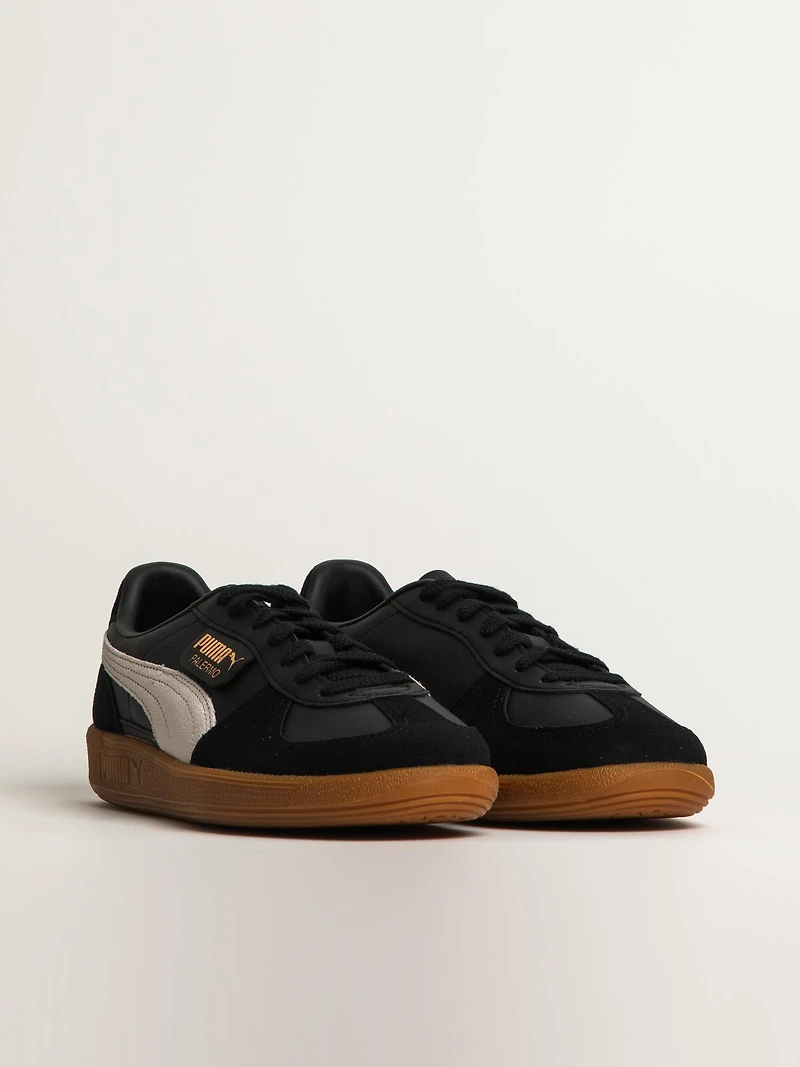MENS PUMA PALERMO LEATHER SNEAKER - BLACK/FEATHER GRAY/GUM