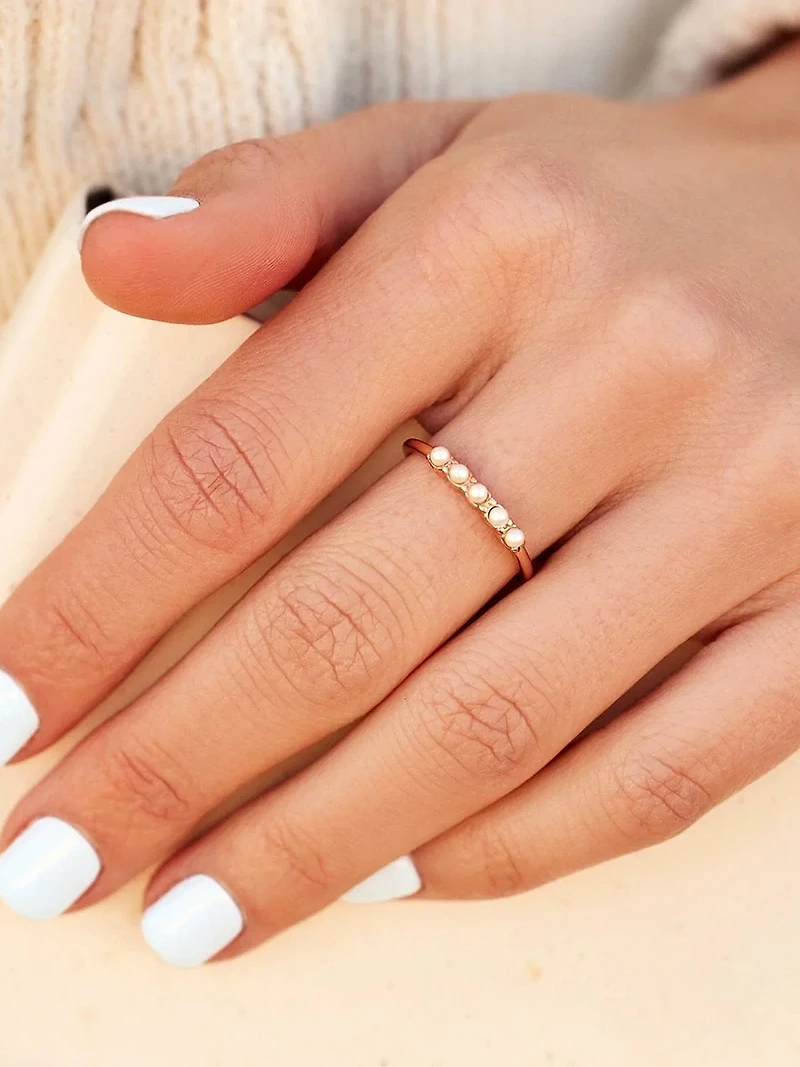 PURA VIDA MINI PEARL PAVE RING - CLEARANCE