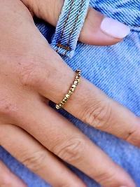 PURA VIDA FACETED BEAD STRETCH RING