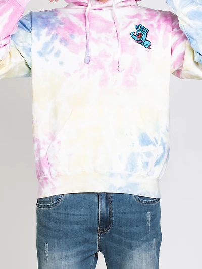 PULL-OVER À CAPUCHE TIE DYE AVEC MAIN CRIARDE POUR HOMME