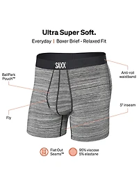 SAXX ULTRA BOXER BRIEF SPACE DYED HEATHER GREY