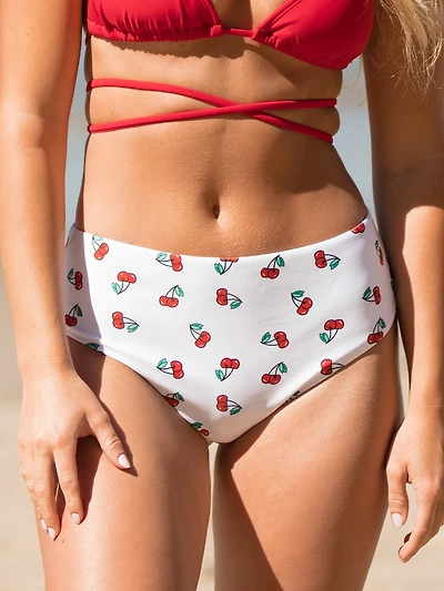 SKINNY DIP CHERRY HIGH WAIST BOTTOM - CLEARANCE
