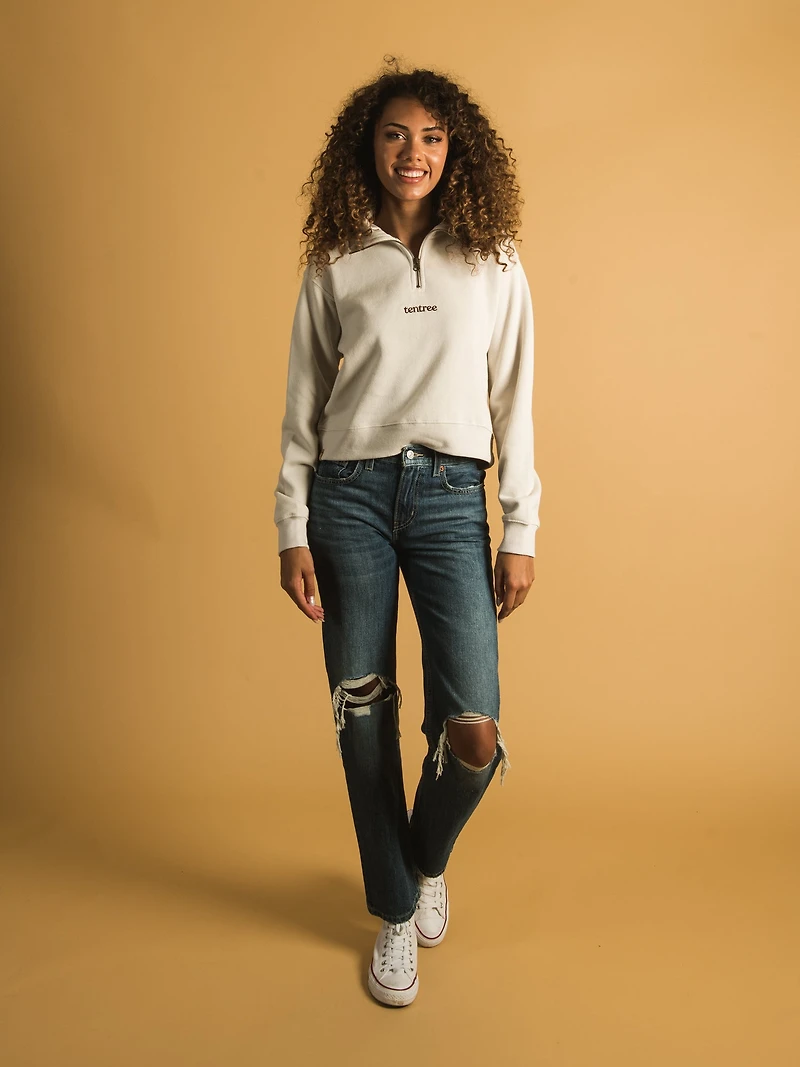 TENTREE 1/2 ZIP EMBROIDERED LOGO FLEECE - CLEARANCE