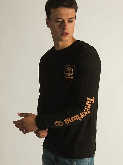 TIMBERLAND CHEST STACK LONG SLEEVE LOGO TEE - CLEARANCE