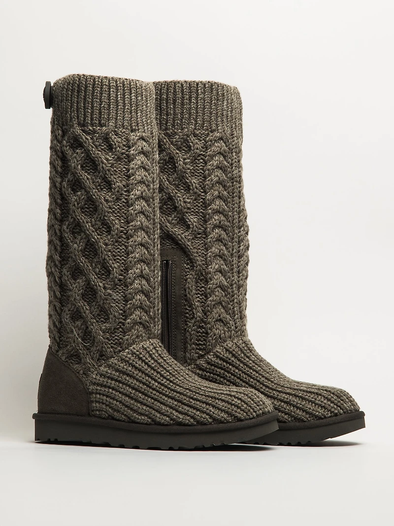 WOMENS UGG CLASSIC CARDI CABLED KNIT BOOT - GREY