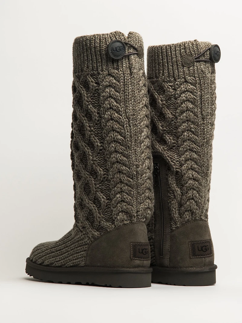 WOMENS UGG CLASSIC CARDI CABLED KNIT BOOT - GREY